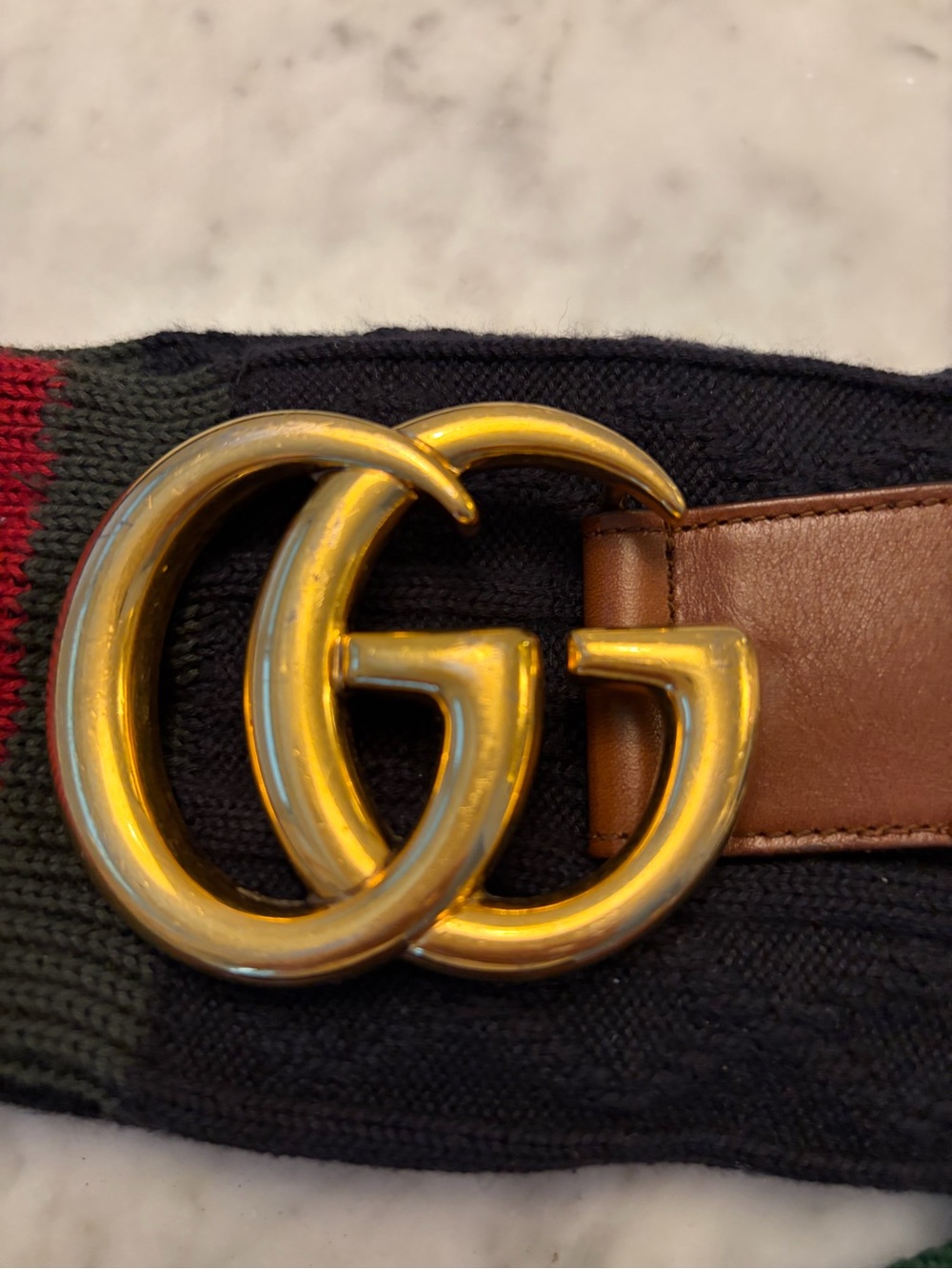 GUCCI Green and Red Web Belt with Gold Double G Buckle and GUCCI Socks! - Picture 8 of 11